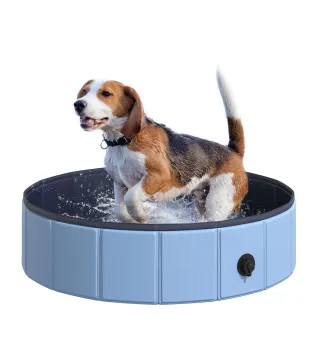 Piscina Plegable para Perros Gatos Ø80x20 cm Bañera Portátil para Mascotas PVC Antideslizante Múltiples Usos Color Azul