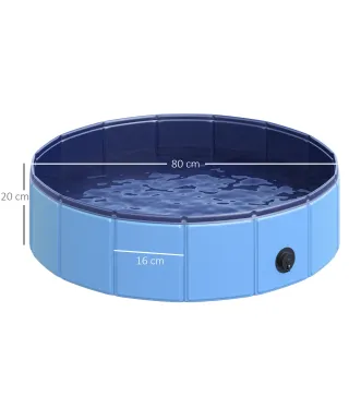 Piscina Plegable para Perros Gatos Ø80x20 cm Bañera Portátil para Mascotas PVC Antideslizante Múltiples Usos Color Azul