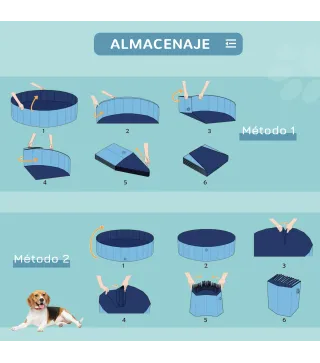 Piscina Plegable para Perros Gatos Ø80x20 cm Bañera Portátil para Mascotas PVC Antideslizante Múltiples Usos Color Azul
