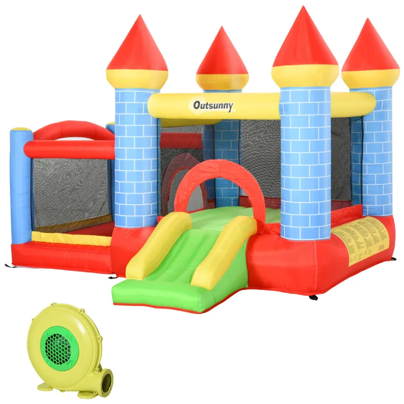 Castillo Hinchable para Niños con Tobogán Cama de Salto Inflador y Bolsa de Transporte para Interior y Exterior 280x260x210 cm M Castillo Hinchable para Niños con Tobogán Cama de Salto Inflador y Bolsa de Transporte para Interior y Exterior 280x260x210 cm M