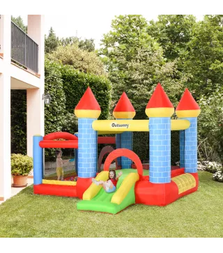 Castillo Hinchable para Niños con Tobogán Cama de Salto Inflador y Bolsa de Transporte para Interior y Exterior 280x260x210 cm M