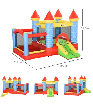 Castillo Hinchable para Niños con Tobogán Cama de Salto Inflador y Bolsa de Transporte para Interior y Exterior 280x260x210 cm M