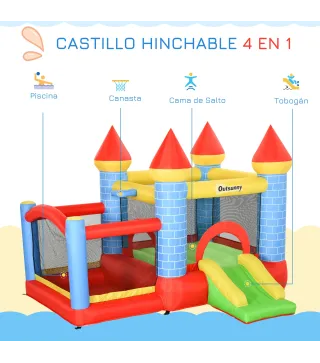 Castillo Hinchable para Niños con Tobogán Cama de Salto Inflador y Bolsa de Transporte para Interior y Exterior 280x260x210 cm M