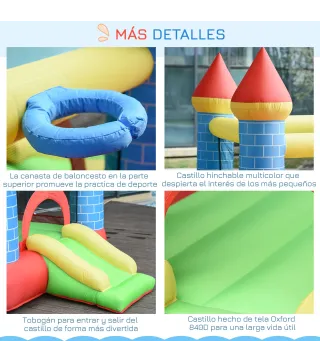 Castillo Hinchable para Niños con Tobogán Cama de Salto Inflador y Bolsa de Transporte para Interior y Exterior 280x260x210 cm M