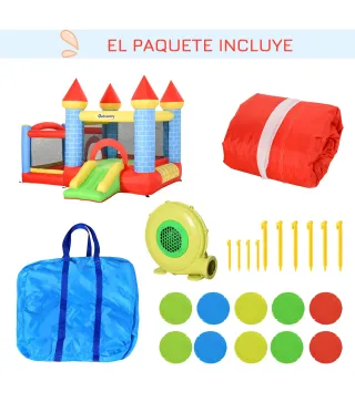 Castillo Hinchable para Niños con Tobogán Cama de Salto Inflador y Bolsa de Transporte para Interior y Exterior 280x260x210 cm M