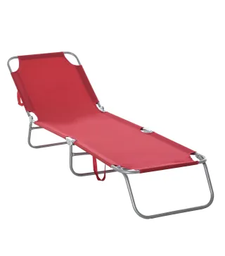 Tumbona Jardín Exterior Plegable con Respaldo Ajustable en 5 Posiciones Carga 120 kg para Terraza 187x55x24 cm Burdeos