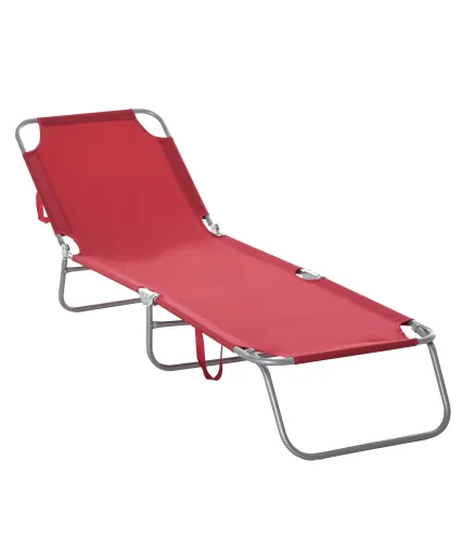 Tumbona Jardín Exterior Plegable con Respaldo Ajustable en 5 Posiciones Carga 120 kg para Terraza 187x55x24 cm Burdeos