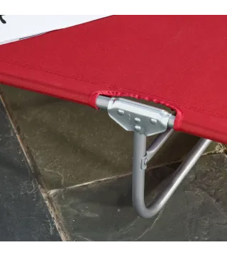 Tumbona Jardín Exterior Plegable con Respaldo Ajustable en 5 Posiciones Carga 120 kg para Terraza 187x55x24 cm Burdeos