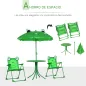 Set de Mesa y Sillas Infantil de Jardín Conjunto de Picnic Plegable para Niños Juego de Mesa con Sombrilla Ajustable en Altura d