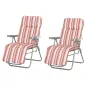 2 Tumbonas de Jardín de Acero con Cojín Acolchado Respaldo Ajustable y Reposapiés 60x75x65-102 cm Rayas Naranja 2 Tumbonas de Jardín de Acero con Cojín Acolchado Respaldo Ajustable y Reposapiés 60x75x65-102 cm Rayas Naranja