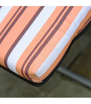 2 Tumbonas de Jardín de Acero con Cojín Acolchado Respaldo Ajustable y Reposapiés 60x75x65-102 cm Rayas Naranja