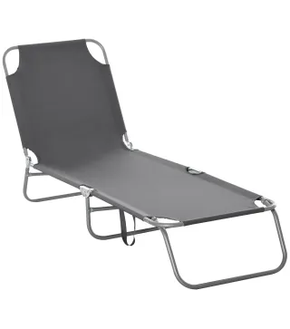 Tumbona de Jardín Plegable con Respaldo Ajustable en 5 Posiciones Carga 120 kg para Terraza Piscina 187x55x24 cm Gris