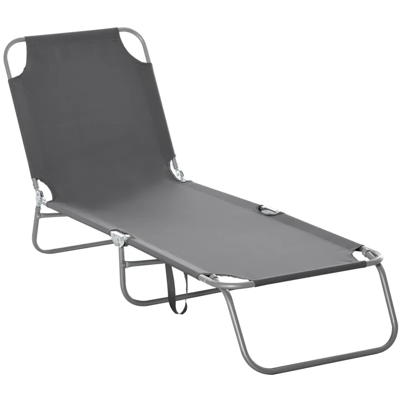 Tumbona de Jardín Plegable con Respaldo Ajustable en 5 Posiciones Carga 120 kg para Terraza Piscina 187x55x24 cm Gris