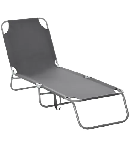 Tumbona de Jardín Plegable con Respaldo Ajustable en 5 Posiciones Carga 120 kg para Terraza Piscina 187x55x24 cm Gris