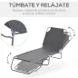 Tumbona de Jardín Plegable con Respaldo Ajustable en 5 Posiciones Carga 120 kg para Terraza Piscina 187x55x24 cm Gris