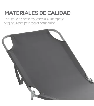 Tumbona de Jardín Plegable con Respaldo Ajustable en 5 Posiciones Carga 120 kg para Terraza Piscina 187x55x24 cm Gris