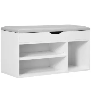 Armario Zapatero para Almacenamiento Banco de Zapatero con Asiento Estantes Cajón y Cojín Dos Niveles para Entrada y Recibidores