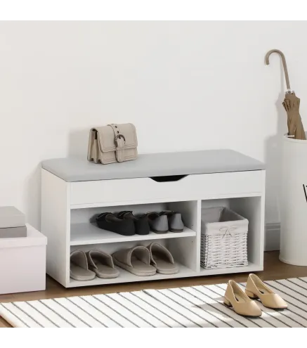 Armario Zapatero para Almacenamiento Banco de Zapatero con Asiento Estantes Cajón y Cojín Dos Niveles para Entrada y Recibidores