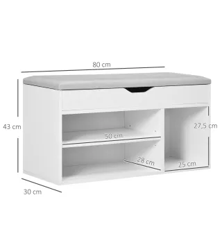 Armario Zapatero para Almacenamiento Banco de Zapatero con Asiento Estantes Cajón y Cojín Dos Niveles para Entrada y Recibidores