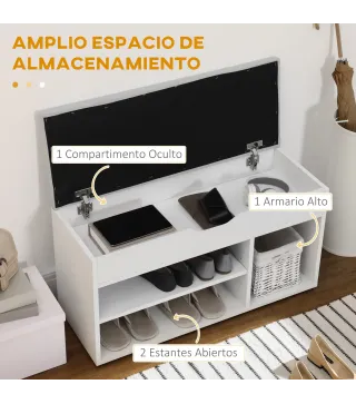 Armario Zapatero para Almacenamiento Banco de Zapatero con Asiento Estantes Cajón y Cojín Dos Niveles para Entrada y Recibidores