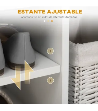 Armario Zapatero para Almacenamiento Banco de Zapatero con Asiento Estantes Cajón y Cojín Dos Niveles para Entrada y Recibidores