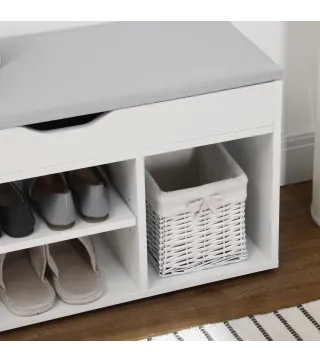 Armario Zapatero para Almacenamiento Banco de Zapatero con Asiento Estantes Cajón y Cojín Dos Niveles para Entrada y Recibidores