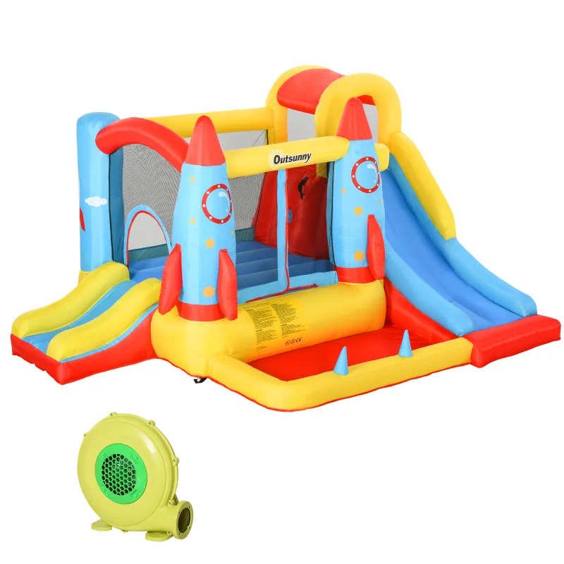 Castillo Hinchable para Niños +3 Años con 2 Toboganes Piscina y Zona de Salto 330x265x185 cm Multicolor