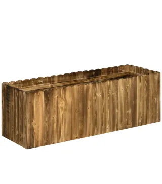 Jardinera de Madera Jardinera Elevada para Cultivos Verduras Flores en Patio Balcón Terraza 120x40x40 cm Carbonizada