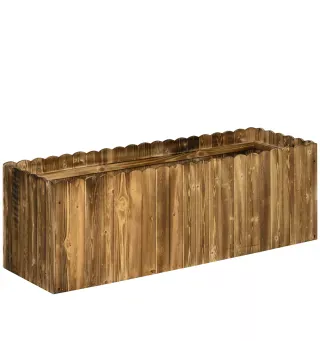 Jardinera de Madera Jardinera Elevada para Cultivos Verduras Flores en Patio Balcón Terraza 120x40x40 cm Carbonizada