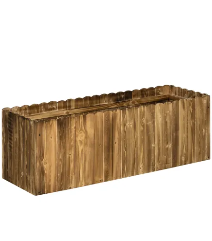 Jardinera de Madera Jardinera Elevada para Cultivos Verduras Flores en Patio Balcón Terraza 120x40x40 cm Carbonizada