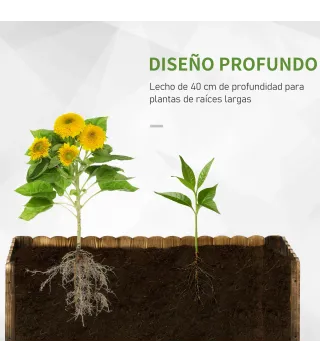 Jardinera de Madera Jardinera Elevada para Cultivos Verduras Flores en Patio Balcón Terraza 120x40x40 cm Carbonizada