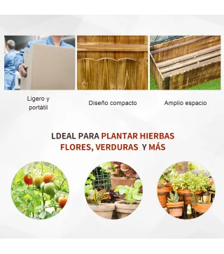 Jardinera de Madera Jardinera Elevada para Cultivos Verduras Flores en Patio Balcón Terraza 120x40x40 cm Carbonizada