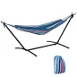 Hamaca con Soporte 310x117cm para Camping con Altura Ajustable y Bolsa de Transporte Carga 120 kg Rayas Azul y Blanco