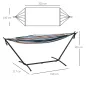 Hamaca con Soporte 310x117cm para Camping con Altura Ajustable y Bolsa de Transporte Carga 120 kg Rayas Azul y Blanco
