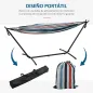 Hamaca con Soporte 310x117cm para Camping con Altura Ajustable y Bolsa de Transporte Carga 120 kg Rayas Azul y Blanco