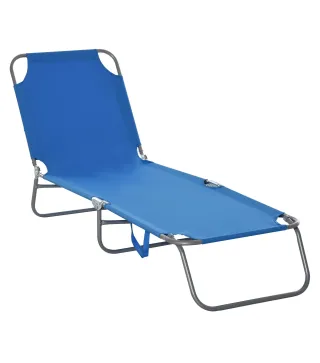 Tumbona de Jardín Plegable con Respaldo Ajustable en 5 Posiciones Carga 120 kg para Terraza Piscina 187x55x24 cm Azul