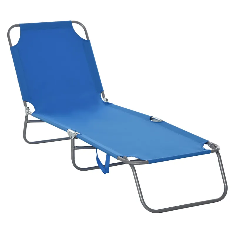 Tumbona de Jardín Plegable con Respaldo Ajustable en 5 Posiciones Carga 120 kg para Terraza Piscina 187x55x24 cm Azul
