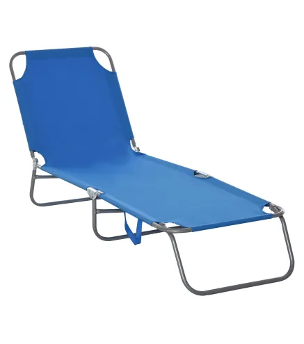 Tumbona de Jardín Plegable con Respaldo Ajustable en 5 Posiciones Carga 120 kg para Terraza Piscina 187x55x24 cm Azul