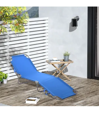 Tumbona de Jardín Plegable con Respaldo Ajustable en 5 Posiciones Carga 120 kg para Terraza Piscina 187x55x24 cm Azul