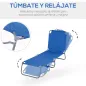 Tumbona de Jardín Plegable con Respaldo Ajustable en 5 Posiciones Carga 120 kg para Terraza Piscina 187x55x24 cm Azul