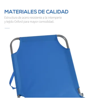 Tumbona de Jardín Plegable con Respaldo Ajustable en 5 Posiciones Carga 120 kg para Terraza Piscina 187x55x24 cm Azul