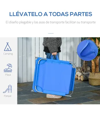 Tumbona de Jardín Plegable con Respaldo Ajustable en 5 Posiciones Carga 120 kg para Terraza Piscina 187x55x24 cm Azul