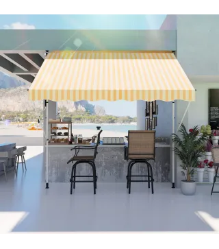 Toldo Manual Retráctil 300x150x170-280 cm con Altura Ajustable Manivela y Protección Solar para Terraza Naranja