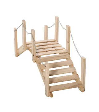 Puente de Jardín de Madera con Pasamanos Puente Decorativo para Estanque Carga 5 kg 100x32x48 cm Natural