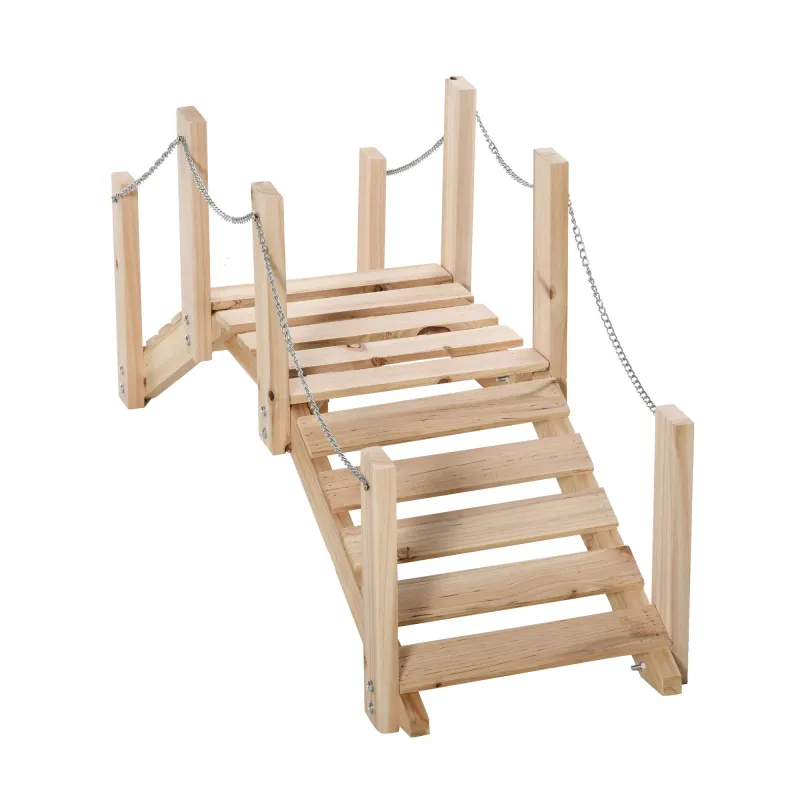 Puente de Jardín de Madera con Pasamanos Puente Decorativo para Estanque Carga 5 kg 100x32x48 cm Natural Puente de Jardín de Madera con Pasamanos Puente Decorativo para Estanque Carga 5 kg 100x32x48 cm Natural
