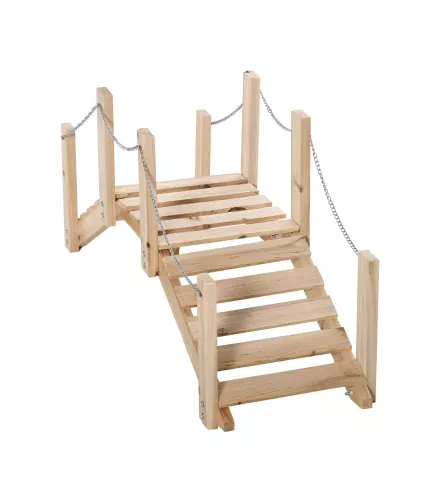 Puente de Jardín de Madera con Pasamanos Puente Decorativo para Estanque Carga 5 kg 100x32x48 cm Natural