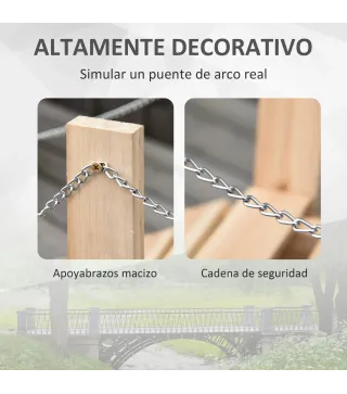 Puente de Jardín de Madera con Pasamanos Puente Decorativo para Estanque Carga 5 kg 100x32x48 cm Natural