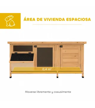 Jaula para Conejos con Techo Asfáltico Abatible Puertas con Pestillo Bandejas Extraíbles Comedero 112x50x54 cm Amarillo