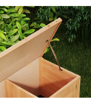 Jaula para Conejos con Techo Asfáltico Abatible Puertas con Pestillo Bandejas Extraíbles Comedero 112x50x54 cm Amarillo