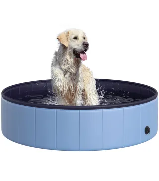 Piscina Plegable para Perros Gatos Ø120x30 cm Bañera Portátil para Mascotas PVC Antideslizante Múltiples Usos para Interiores y